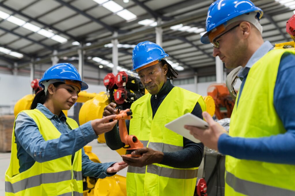 Engineers Collaborating in Industrial Facility
